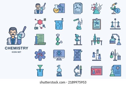 Set Of Chemistry And Experiment Vector Icons