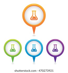 Set of Chemistry Flask or Laboratory Marker Icons
