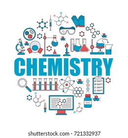 Set Of Chemistry Icons. Chemistry Background