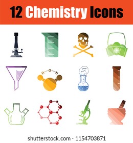 Set of chemistry icons. Gradient color design. Vector illustration.