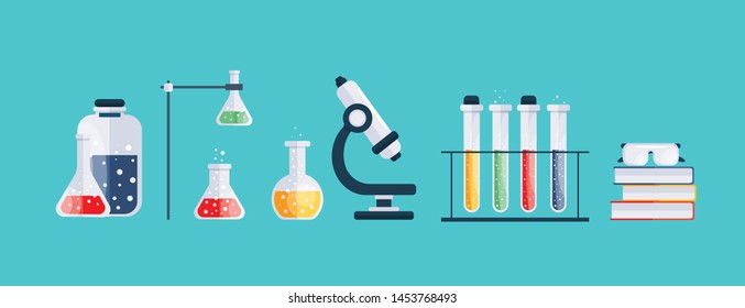 Set of chemistry icons. Science vector illustration. 