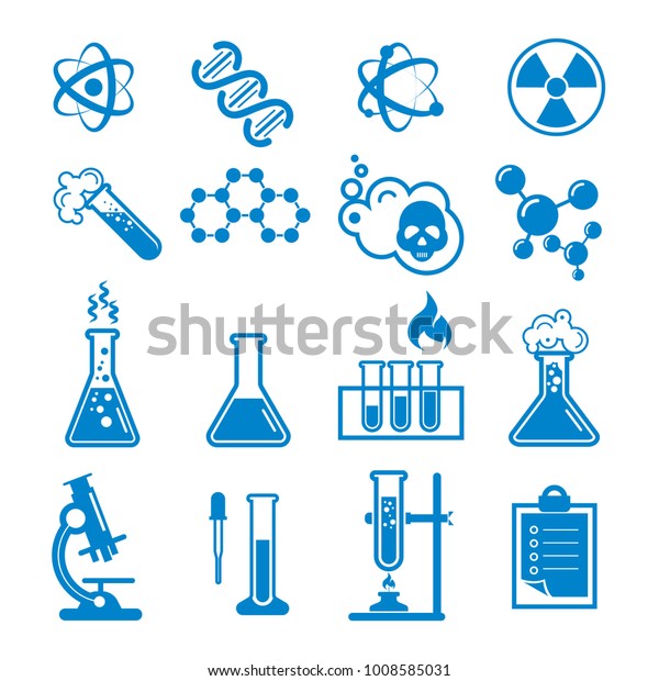 化学アイコンと科学アイコンのセット 白い背景に ベクターイラスト のベクター画像素材 ロイヤリティフリー