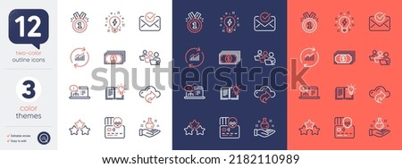 Set of Chemistry lab, Ranking stars and Online documentation line icons. Include Update data, Payment, Cyber attack icons. Approved, Product knowledge, Approved mail web elements. Vector