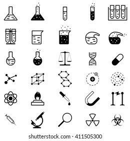 Set Chemistry Medicine Icons Science Education Stock Vector (Royalty ...