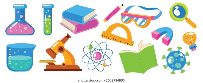 Set of chemistry and science element flat vector collection
