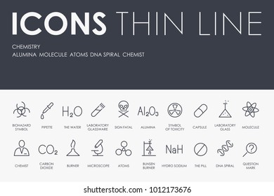 Set of CHEMISTRY Thin Line Vector Icons and Pictograms