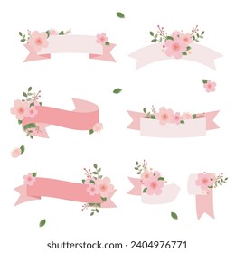 Set of cherry blossom banners collection