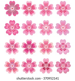 Set of cherry blossom flower borders / Vector EPS 10 illustration