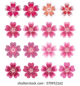 Set of cherry blossom flower borders / Vector EPS 10 illustration