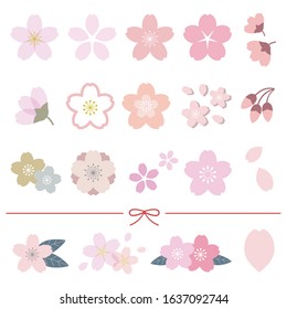 set of Cherry blossom flower icons