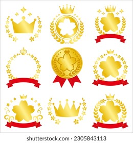 Set of cherry blossom ranking icons, vector illustration