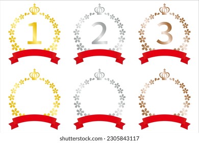 Set of cherry blossom ranking icons, vector illustration