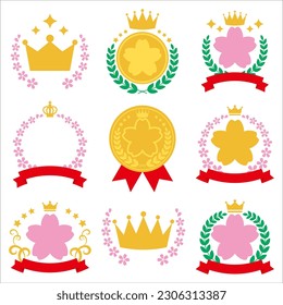 Set of cherry blossom ranking icons, vector illustration