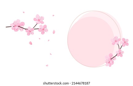 Set of cherry blossom Sakura flower icon and background vector illustration.