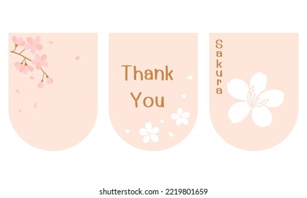 Set of cherry blossom Sakura flower and hand written fonts on pink pastel backgrounds vector illustration.