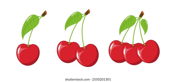 Coloque Cherry no estilo de desenho animado em um fundo branco. Ilustração vetorial.