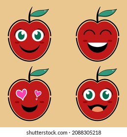 Set of Cherry Fruit Emoticon | Emoji v1