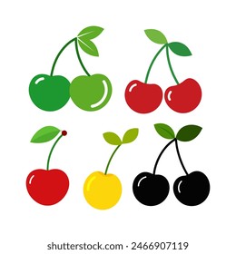 Set of Cherry fruits vector art and illustration