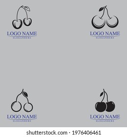 Set Of Cherry Logo Design Template. Vector Illustration