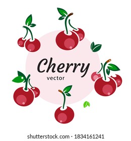Set of cherry on white background
logo template 
