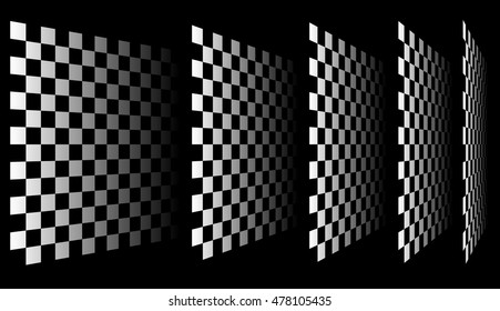 Set of chess, checkered boards in perspective