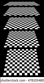 Set of chess, checkered boards in perspective