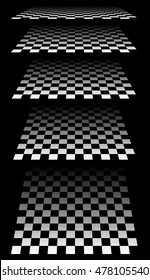 Set of chess, checkered boards in perspective