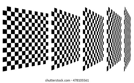 Set of chess, checkered boards in perspective