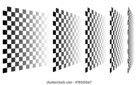 Set of chess, checkered boards in perspective