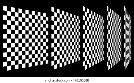 Set of chess, checkered boards in perspective