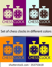 set of chess clocks in different colors