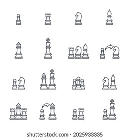 set of Chess elements symbol template for graphic and web design collection logo vector illustration
