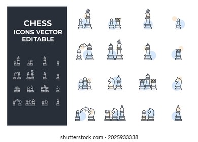 set of Chess elements symbol template for graphic and web design collection logo vector illustration