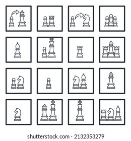 set of Chess elements symbol template for graphic and web design collection logo vector illustration
