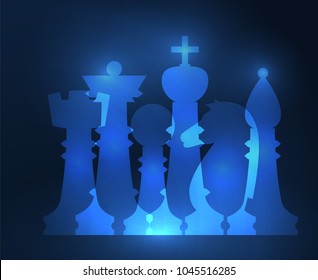Set of chess figures. Chess elements collection. Flat style chess figures isolated. Vector illustration.