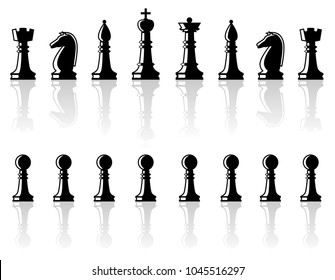 Set of chess figures. Chess elements collection. Flat style chess figures isolated. Vector illustration.