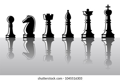 Set of chess figures. Chess elements collection. Flat style chess figures isolated. Vector illustration.