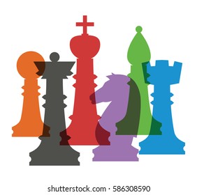 Set of chess figures. Chess elements collection. Flat style isolated. Vector illustration.