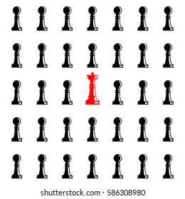 Set of chess figures. Chess elements collection. Flat style isolated. Leadership concept. Team with leader  controlling followers. Vector illustration.