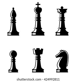 Set of chess figures. Flat style chess figures isolated. Vector illustration.