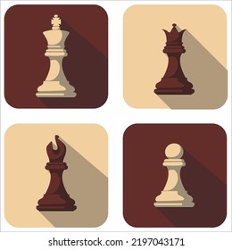 Set of chess figures. Chess icons set.