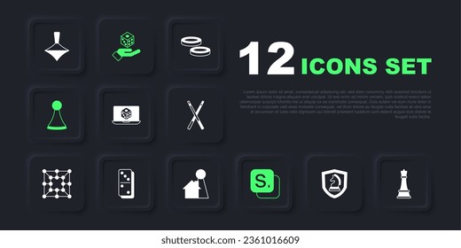 Set Chess, Game dice, Bingo, Chip for board game, Domino,  and  icon. Vector