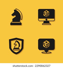 Set Chess, Game dice,  and  icon with long shadow. Vector