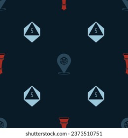 Set Chess, Game dice and  on seamless pattern. Vector