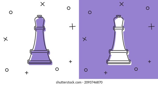 Set Chess icon isolated on white and purple background. Business strategy. Game, management, finance.  Vector