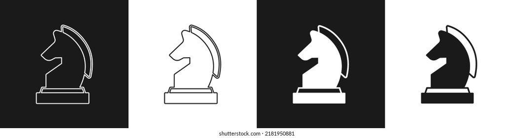 Set Chess icon isolated on black and white background. Business strategy. Game, management, finance.  Vector