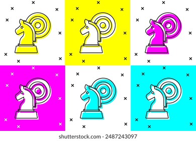 Set Chess icon isolated on color background. Business strategy. Game, management, finance.  Vector