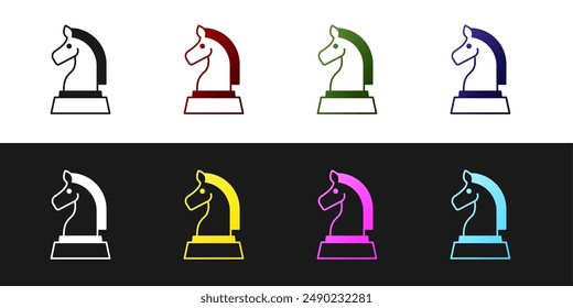 Set Chess icon isolated on black and white background. Business strategy. Game, management, finance.  Vector