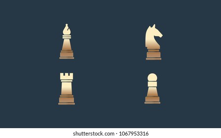Set of Chess Icon Logo Design Element