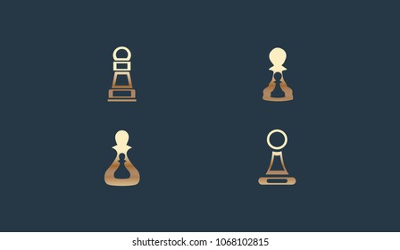 Set of Chess Icon Logo Design Element